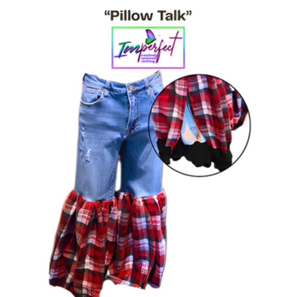 Upcycled jeans with flannel